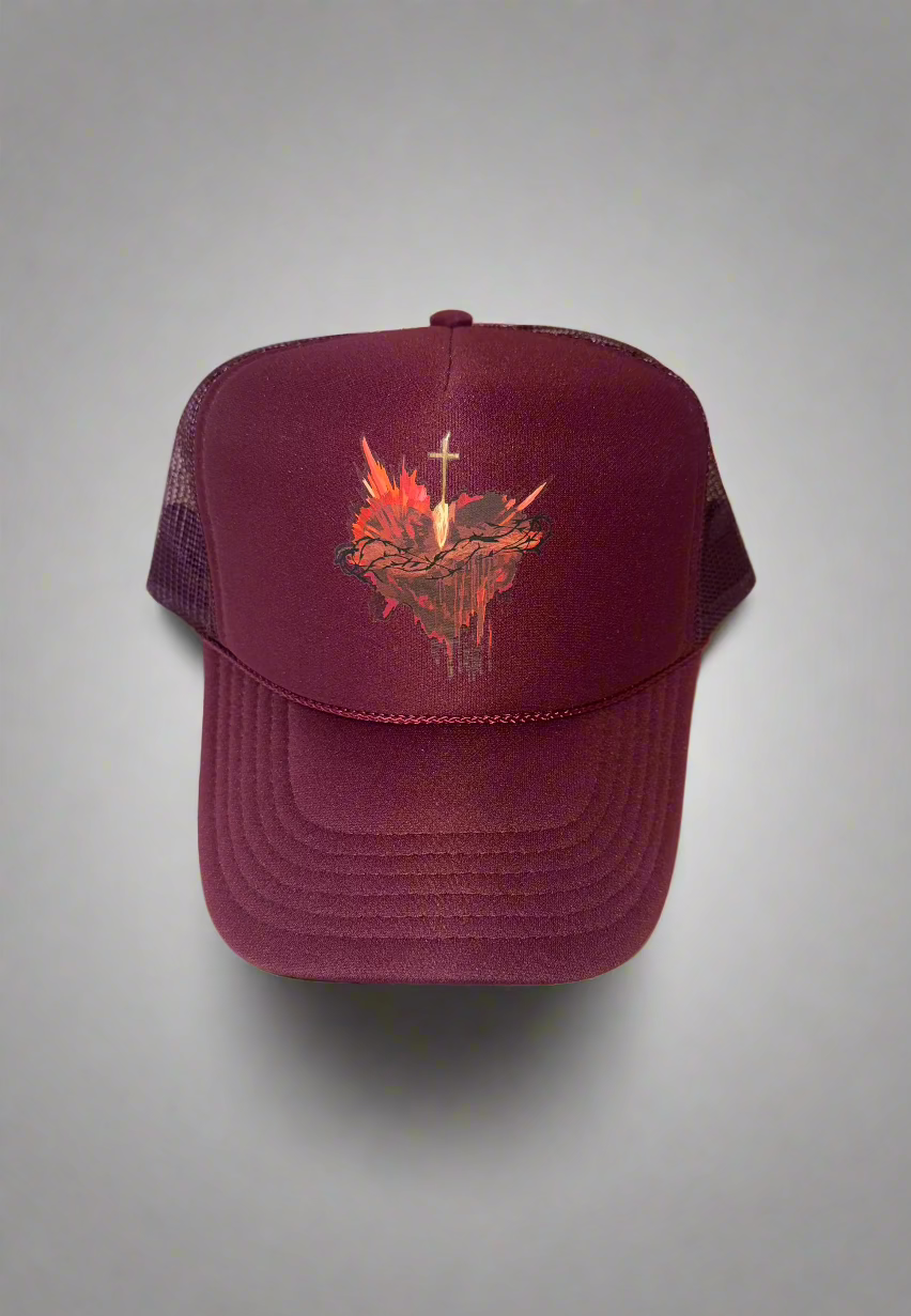 Sacred Heart - Burgundy Trucker
