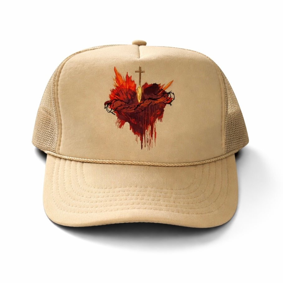 Sacred Heart - Tan Trucker