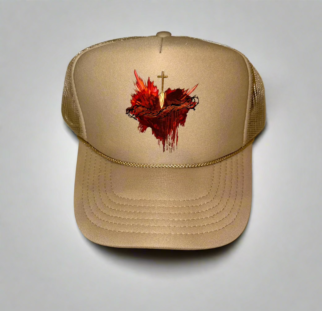 Sacred Heart - Tan Trucker