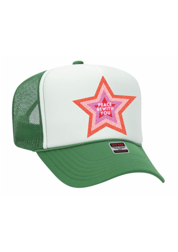 Peace Be With You Star - Green/White Trucker